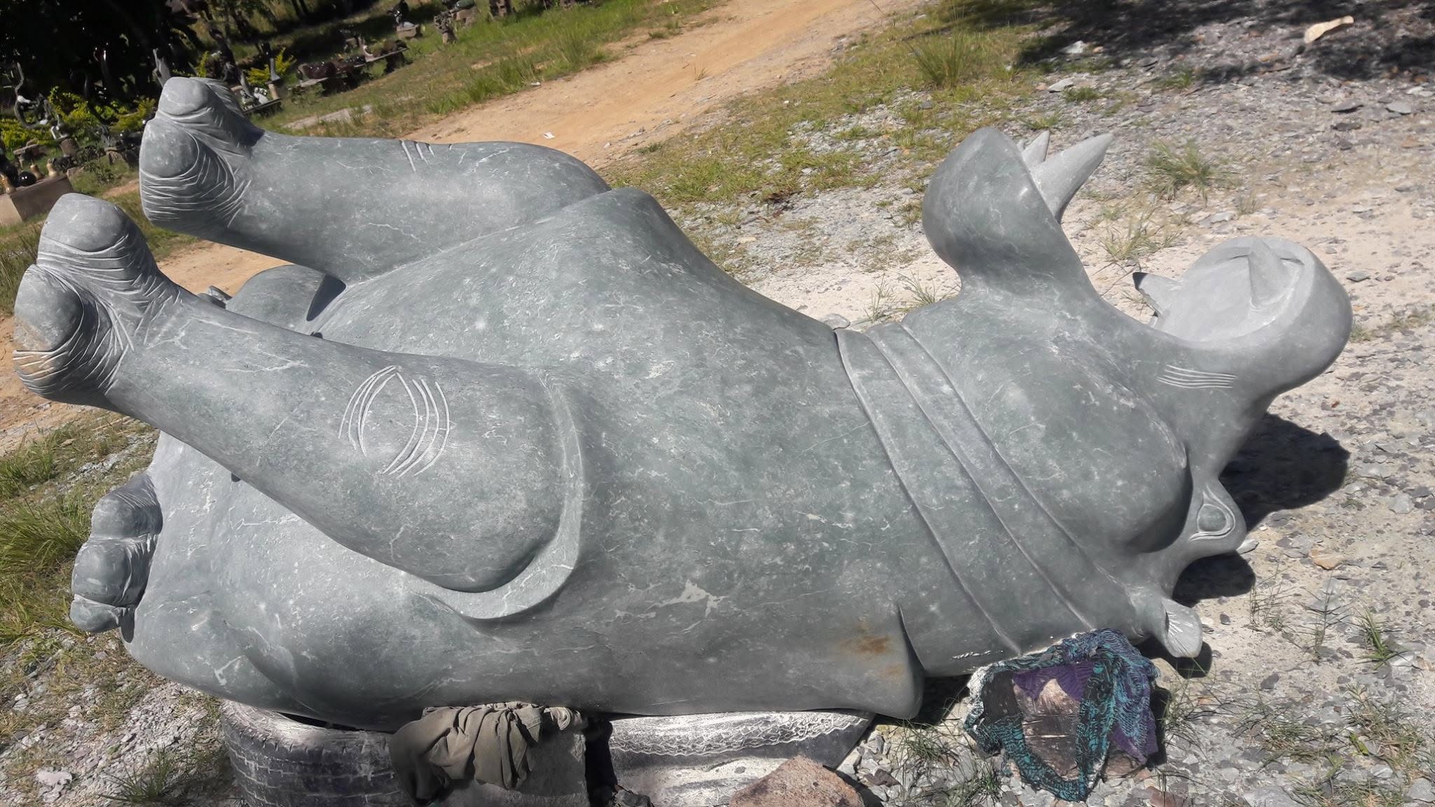 Large Stone Hippo Sculpture