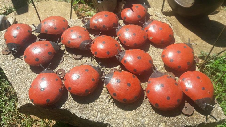 Hand-painted Metal Ladybird Beetles